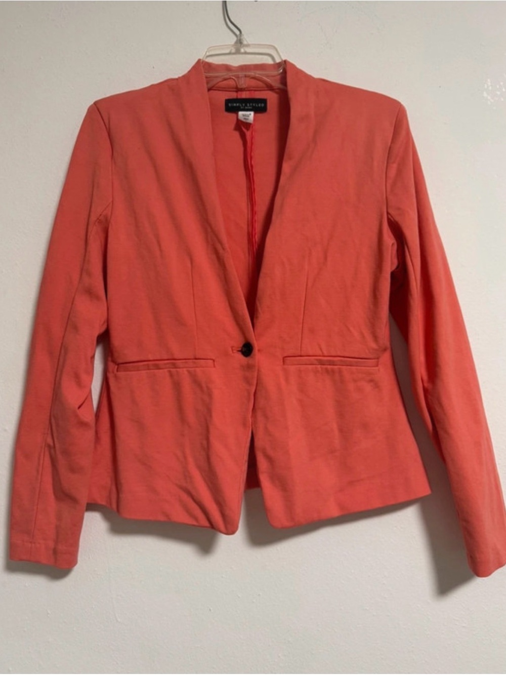 Simply Styled Coral Single-Button Open Collar Blazer